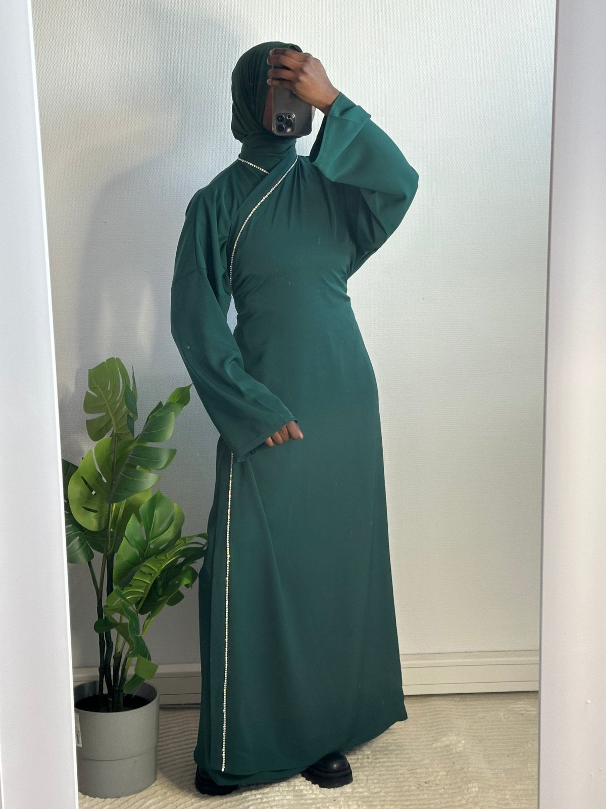 Abaya Cache Coeur Saliha Emeraude