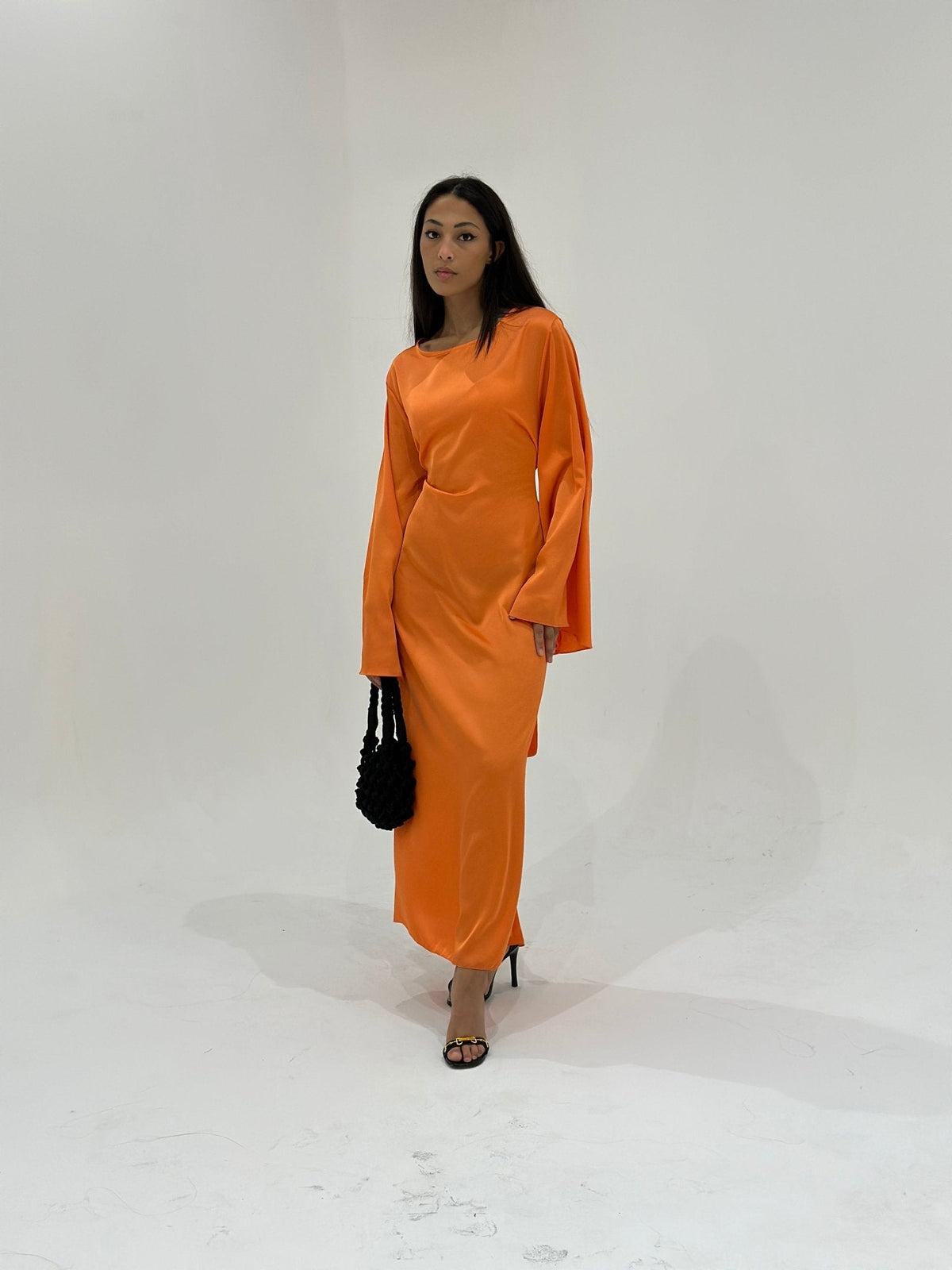 Abaya Sunshine Satiné Orange Pêche