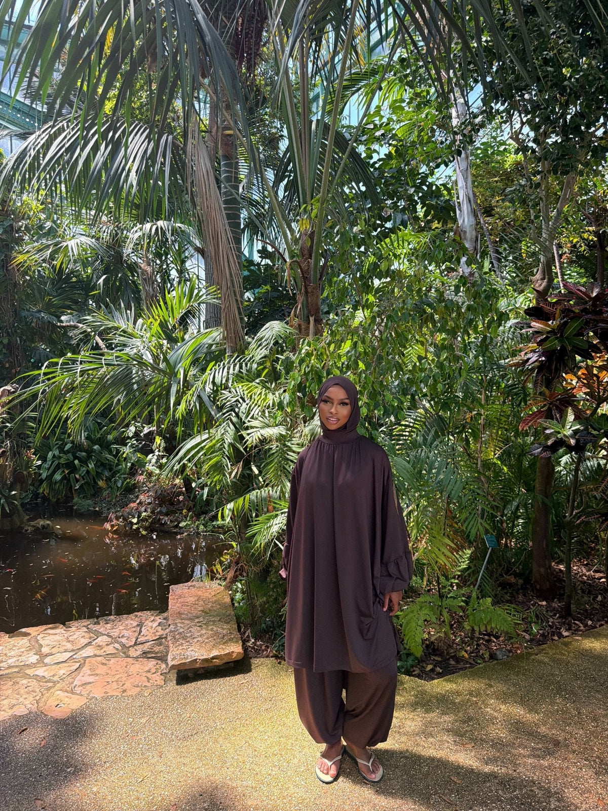 Ensemble de plage Houda Premium Chocolat + Hijab