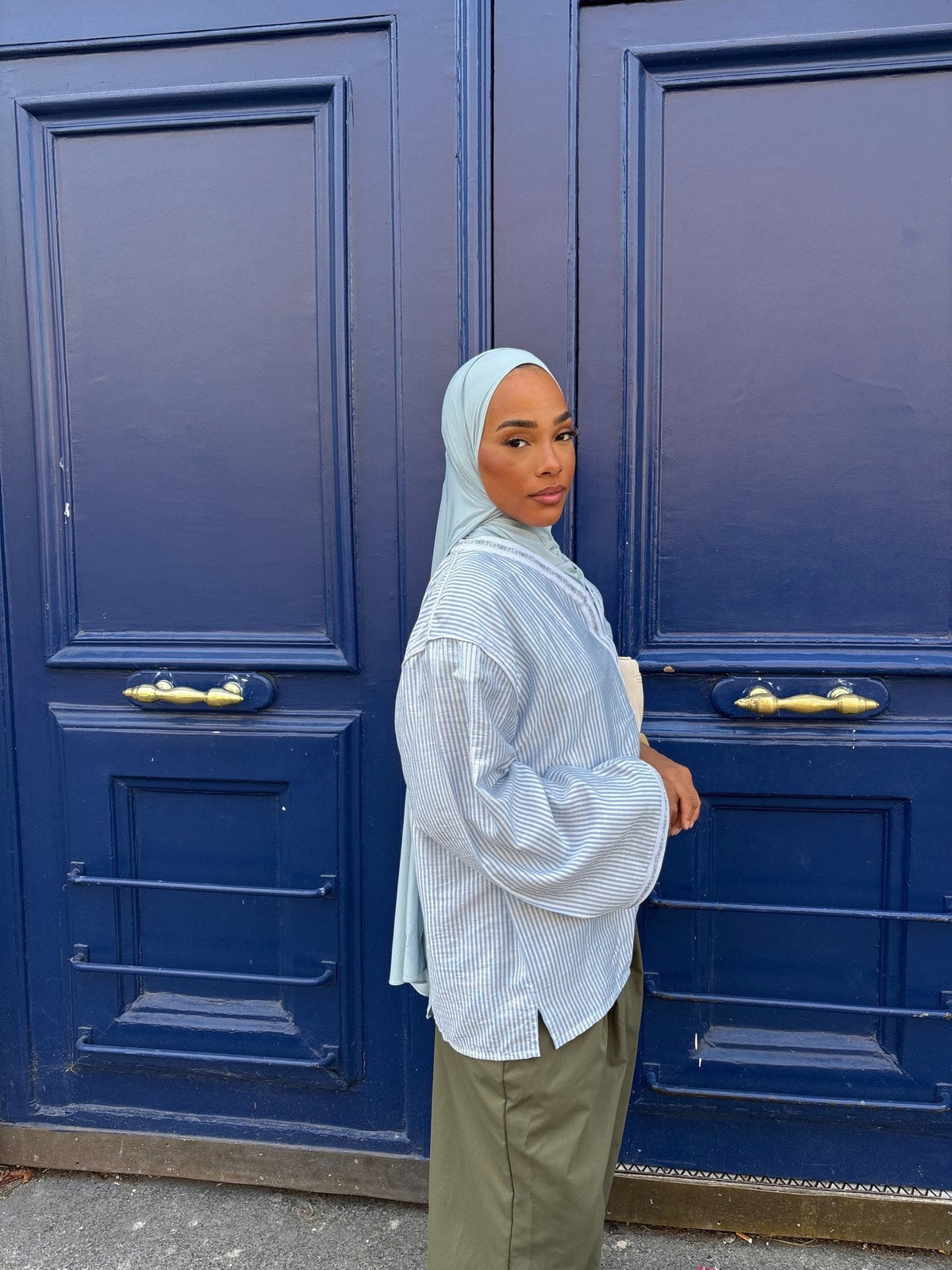 Haut Marrakech Rayé Bleu ciel